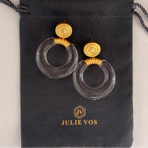 Julie Vos Gold and Clear Hoop Earrings - Picture 3 of 4